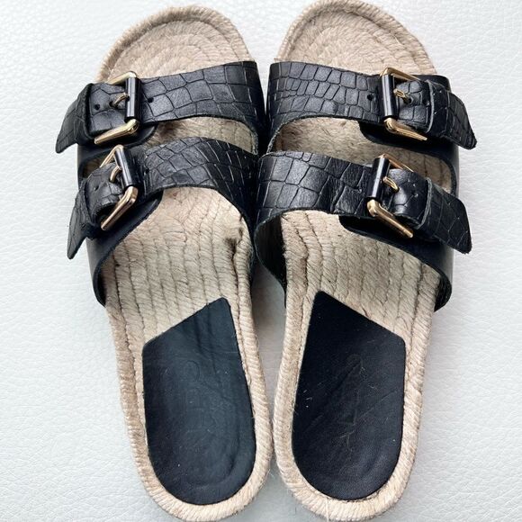 ALDO Buckle Black Sandal with Espadrille Sole NWT - Picture 5 of 15